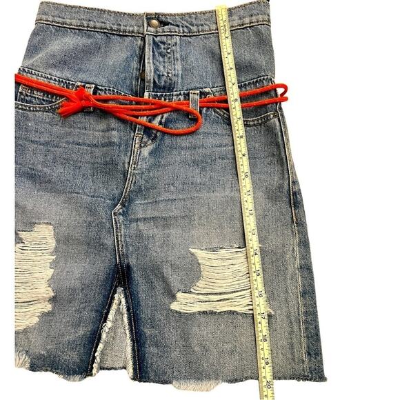 Hudson Women's Sloane Skirt Distressed In Light Blue Size 24 - Picture 15 of 15